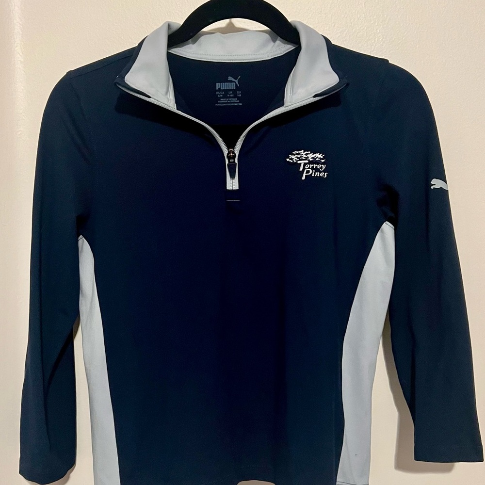 “Torrey Pines” Puma Navy and Light Gray Quarter-Zip Pullover